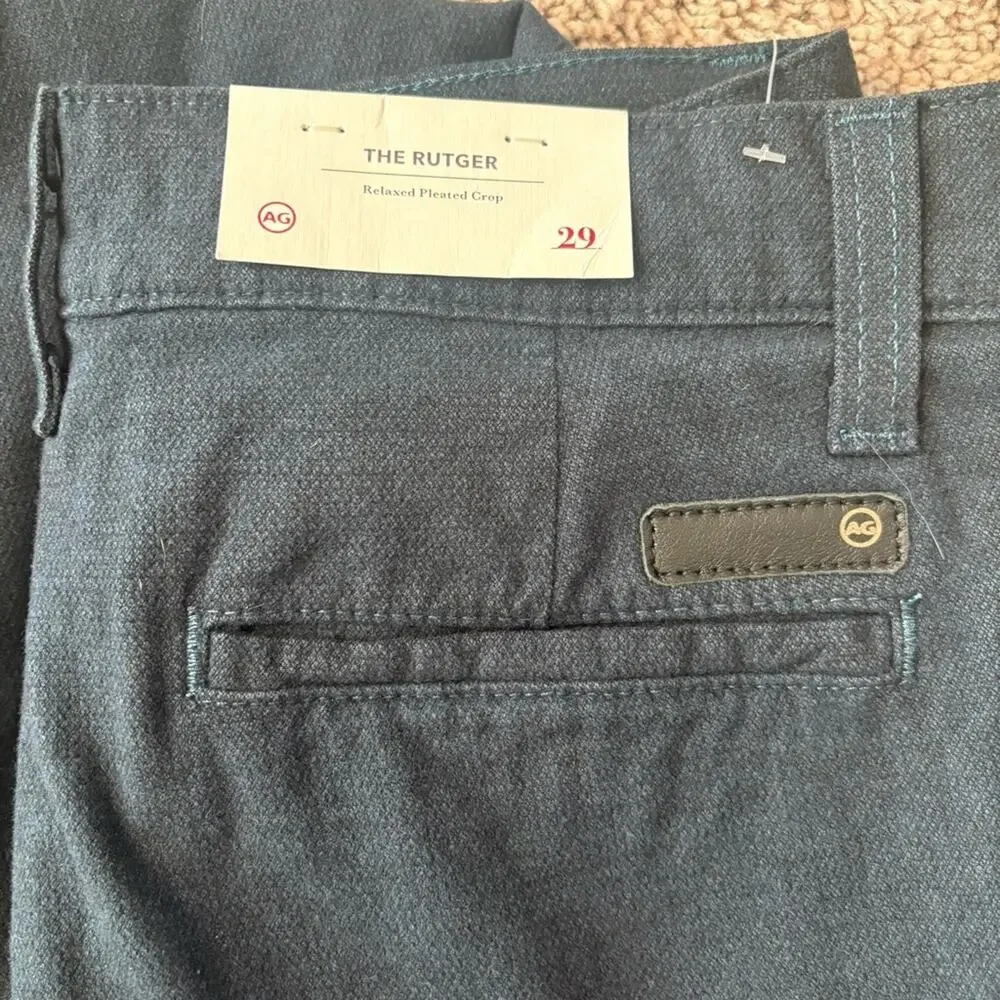 NWT AG The Rutger Relaxed Pleated Navy Blue Pants Size 29